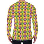 Mardi Gras Diamond Pattern Print Men's Long Sleeve T-Shirt