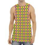Mardi Gras Diamond Pattern Print Men's Muscle Tank Top