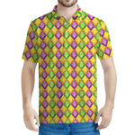 Mardi Gras Diamond Pattern Print Men's Polo Shirt
