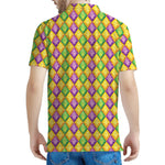 Mardi Gras Diamond Pattern Print Men's Polo Shirt