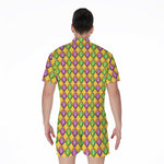 Mardi Gras Diamond Pattern Print Men's Rompers
