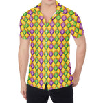 Mardi Gras Diamond Pattern Print Men's Shirt