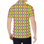 Mardi Gras Diamond Pattern Print Men's Shirt