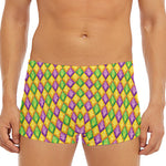 Mardi Gras Diamond Pattern Print Men's Short Boxer Briefs