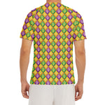 Mardi Gras Diamond Pattern Print Men's Short Sleeve Rash Guard
