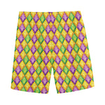 Mardi Gras Diamond Pattern Print Men's Sports Shorts