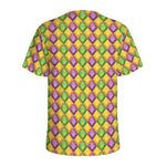 Mardi Gras Diamond Pattern Print Men's Sports T-Shirt