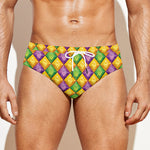 Mardi Gras Diamond Pattern Print Men's Swim Briefs
