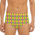 Mardi Gras Diamond Pattern Print Men's Triangle Swim Briefs