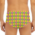 Mardi Gras Diamond Pattern Print Men's Triangle Swim Briefs