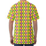 Mardi Gras Diamond Pattern Print Men's Velvet T-Shirt