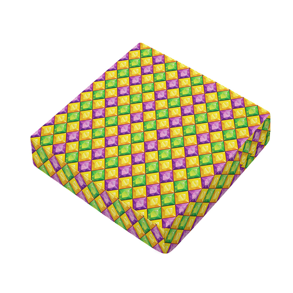 Mardi Gras Diamond Pattern Print Outdoor Seat Cushion Cover