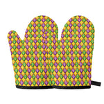 Mardi Gras Diamond Pattern Print Oven Mitts