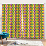 Mardi Gras Diamond Pattern Print Pencil Pleat Curtains