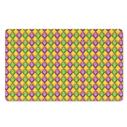 Mardi Gras Diamond Pattern Print Polyester Doormat