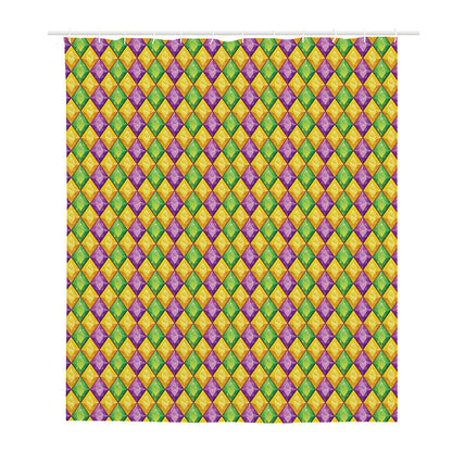 Mardi Gras Diamond Pattern Print Polyester Shower Curtain