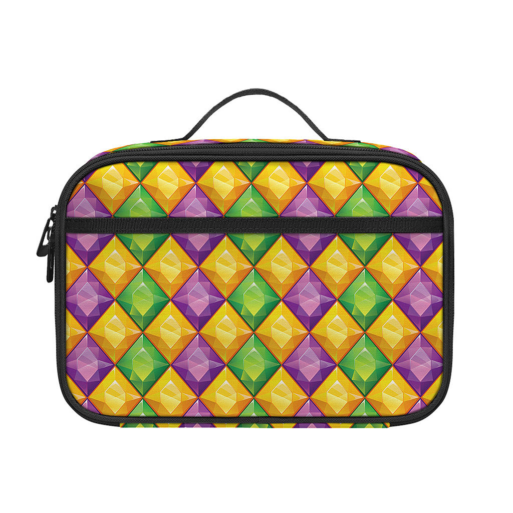 Mardi Gras Diamond Pattern Print Portable Lunch Bag