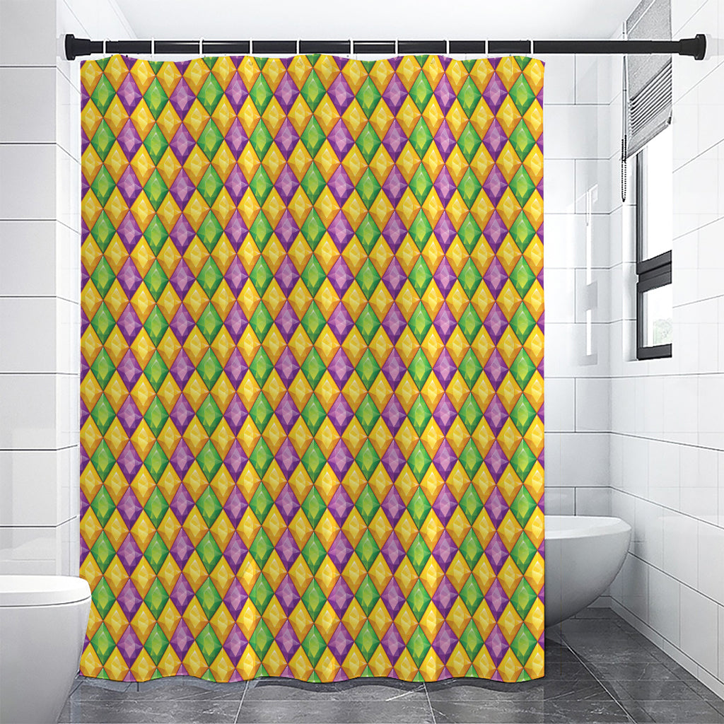 Mardi Gras Diamond Pattern Print Premium Shower Curtain