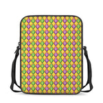 Mardi Gras Diamond Pattern Print Rectangular Crossbody Bag