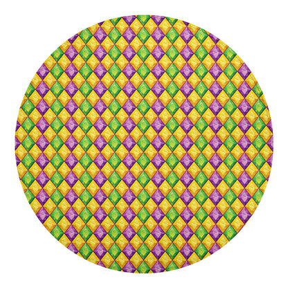 Mardi Gras Diamond Pattern Print Round Blanket