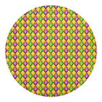 Mardi Gras Diamond Pattern Print Round Blanket