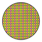 Mardi Gras Diamond Pattern Print Round Floor Mat