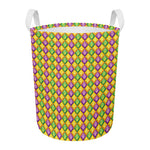 Mardi Gras Diamond Pattern Print Round Laundry Basket