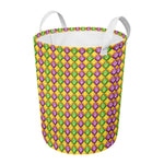 Mardi Gras Diamond Pattern Print Round Laundry Basket