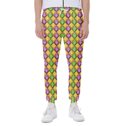 Mardi Gras Diamond Pattern Print Scuba Joggers