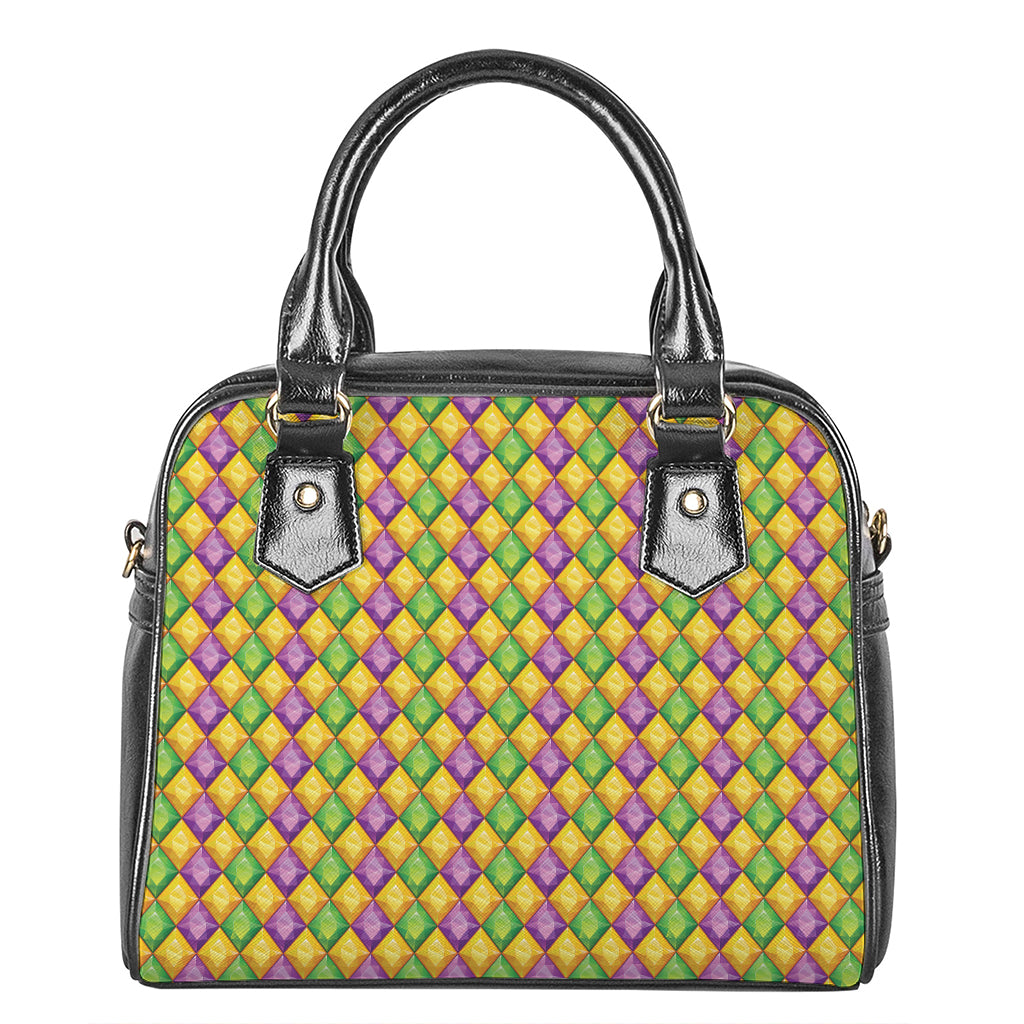 Mardi Gras Diamond Pattern Print Shoulder Handbag