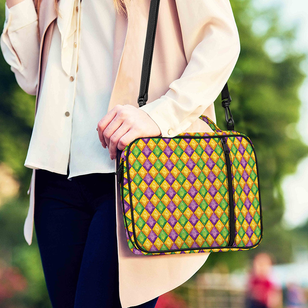 Mardi Gras Diamond Pattern Print Shoulder Strap Bible Bag