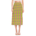 Mardi Gras Diamond Pattern Print Side Slit Midi Skirt