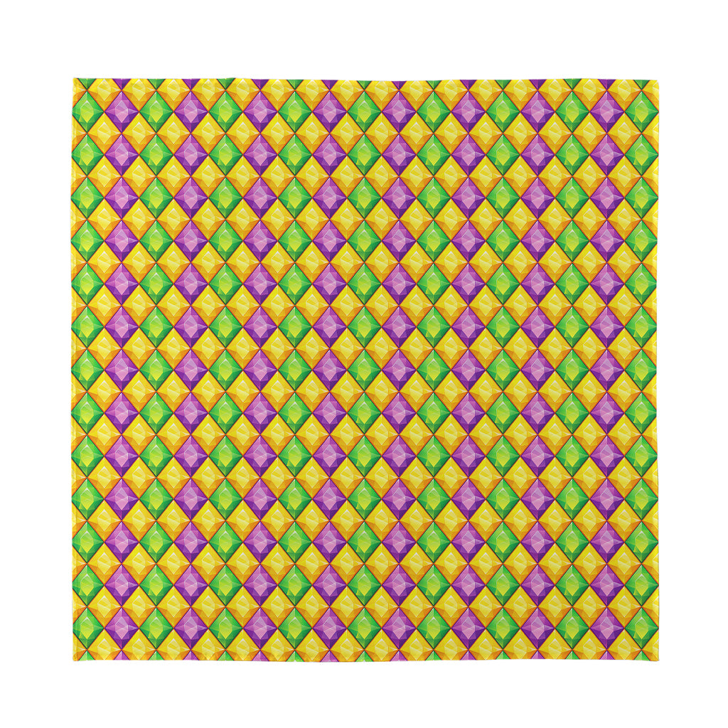 Mardi Gras Diamond Pattern Print Silk Bandana