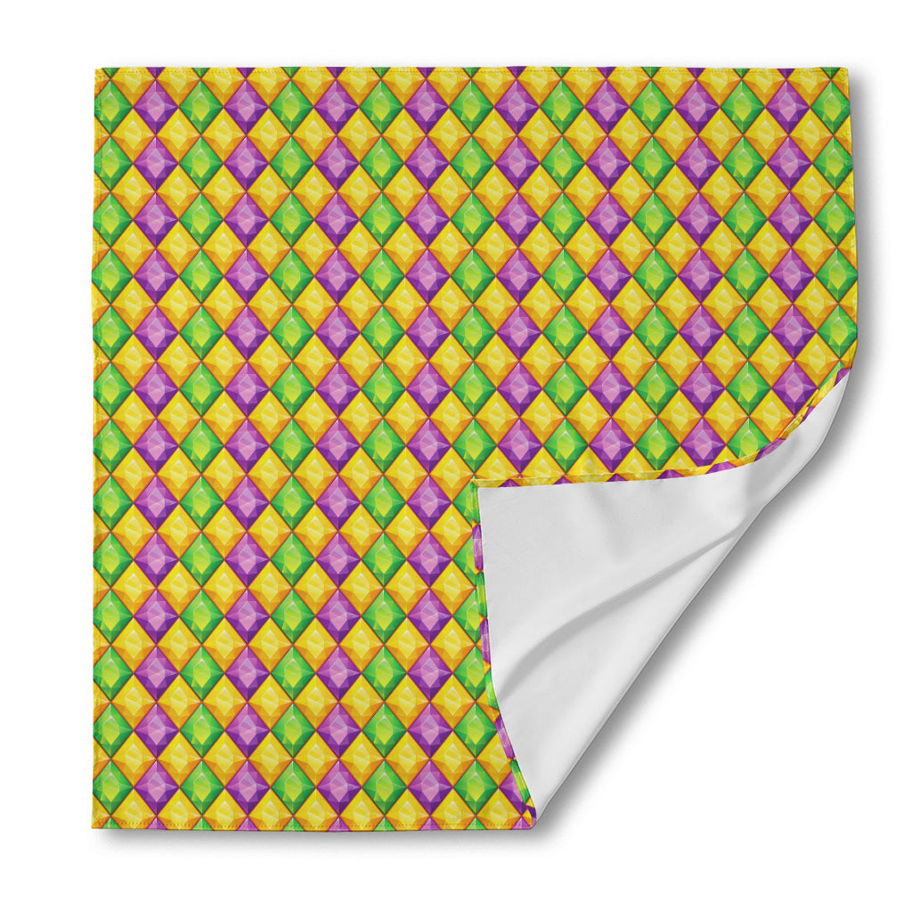 Mardi Gras Diamond Pattern Print Silk Bandana
