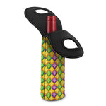 Mardi Gras Diamond Pattern Print Single Neoprene Wine Tote