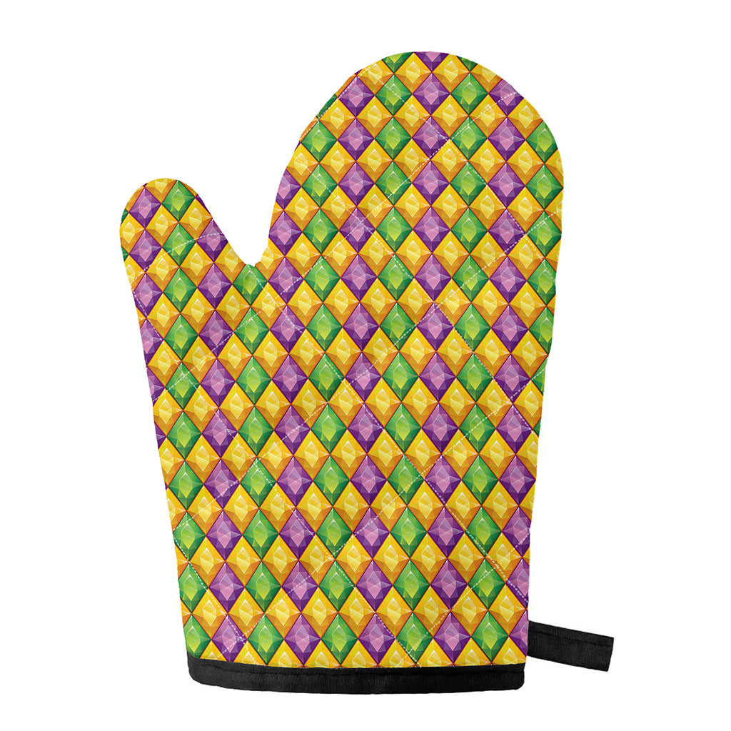 Mardi Gras Diamond Pattern Print Single Oven Mitt