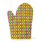 Mardi Gras Diamond Pattern Print Single Oven Mitt