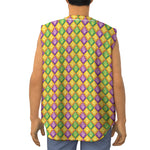 Mardi Gras Diamond Pattern Print Sleeveless Baseball Jersey