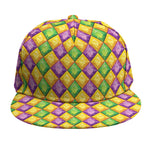 Mardi Gras Diamond Pattern Print Snapback Cap