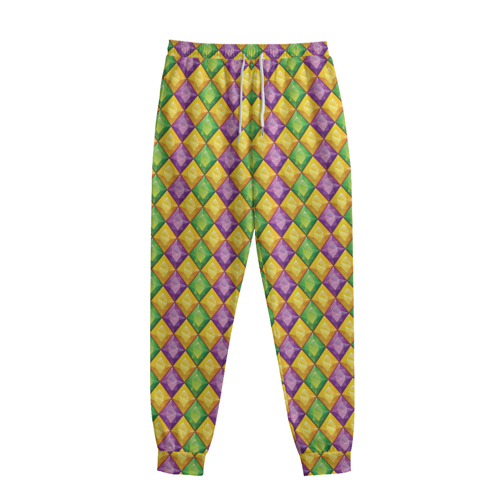 Mardi Gras Diamond Pattern Print Sweatpants