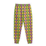 Mardi Gras Diamond Pattern Print Sweatpants