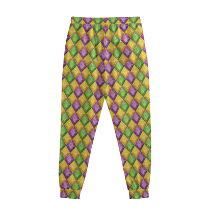Mardi Gras Diamond Pattern Print Sweatpants