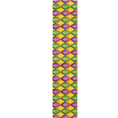 Mardi Gras Diamond Pattern Print Table Runner