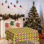 Mardi Gras Diamond Pattern Print Tablecloth