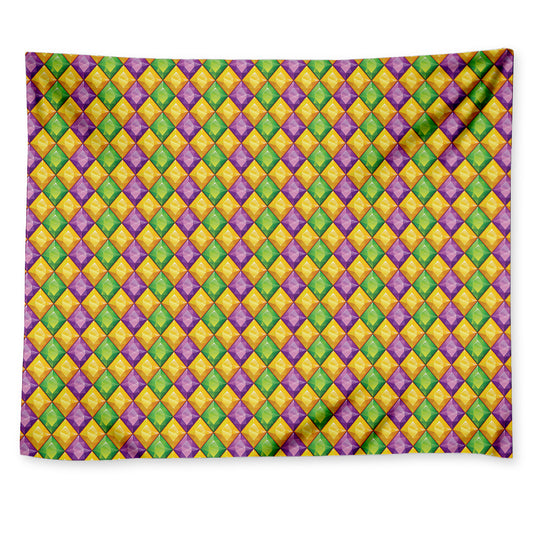 Mardi Gras Diamond Pattern Print Tapestry