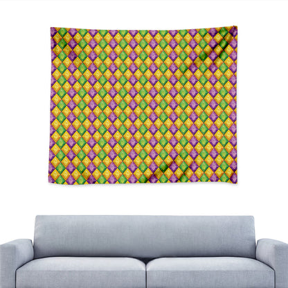 Mardi Gras Diamond Pattern Print Tapestry