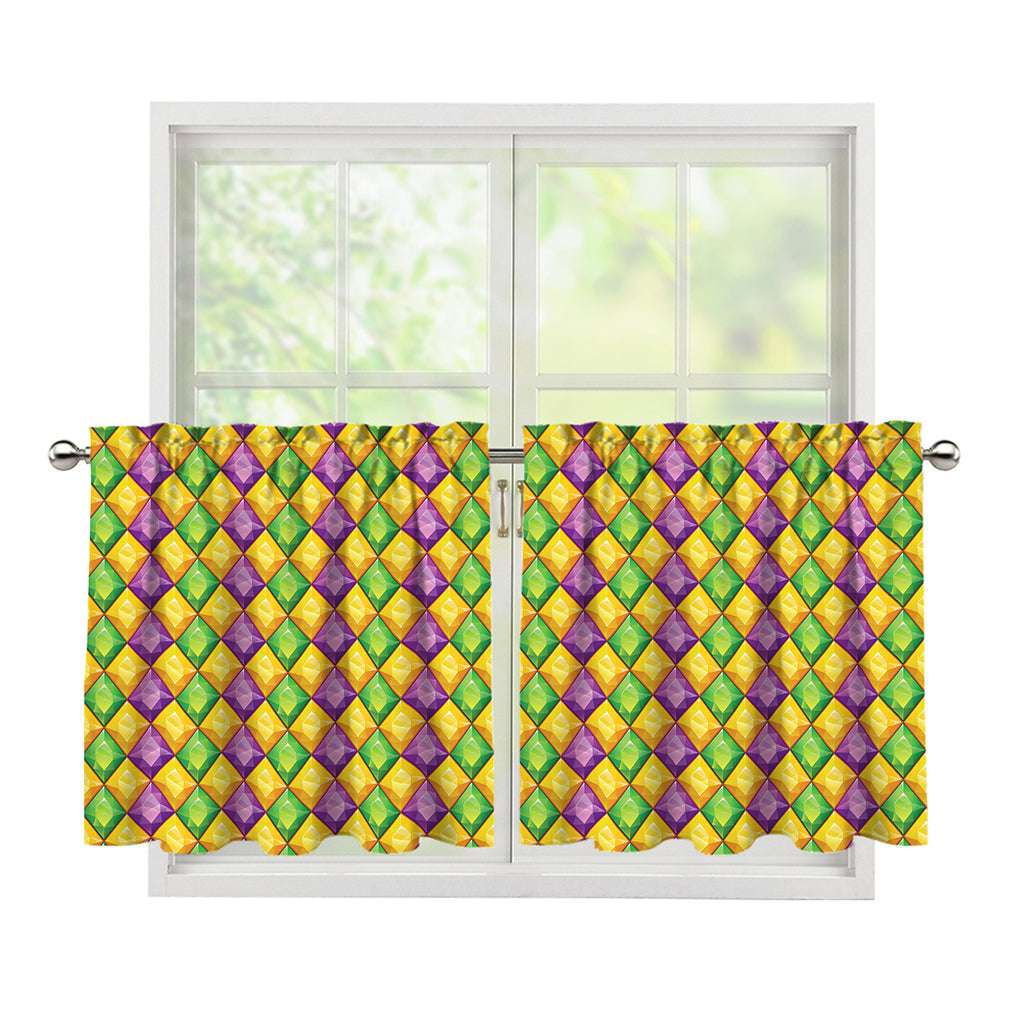Mardi Gras Diamond Pattern Print Tier Curtains