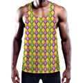 Mardi Gras Diamond Pattern Print Men's Workout Tank Top