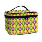 Mardi Gras Diamond Pattern Print Travel Makeup Bag