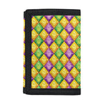 Mardi Gras Diamond Pattern Print Trifold Wallet